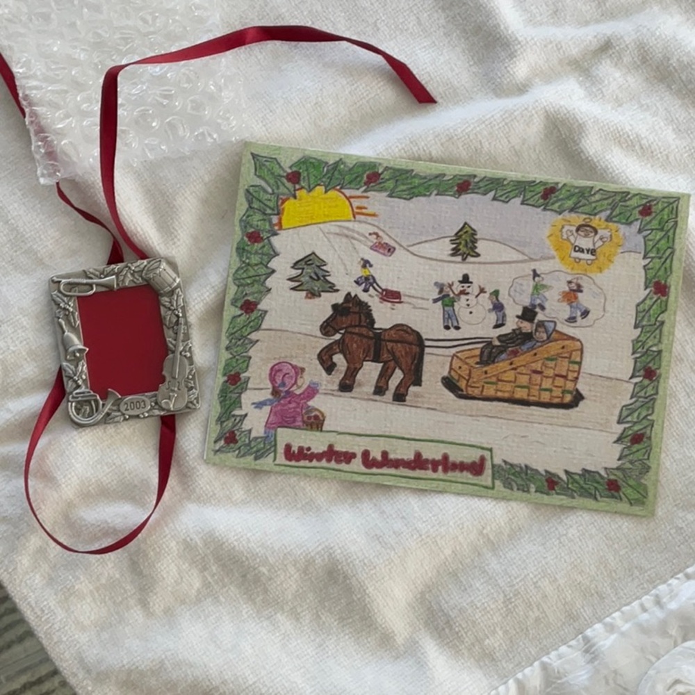 Longaberger pewter picture frame ornament. Dated 2003. Never used. Comes w/ card